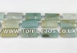 CTB851 13*25mm - 15*28mm faceted flat tube amazonite beads