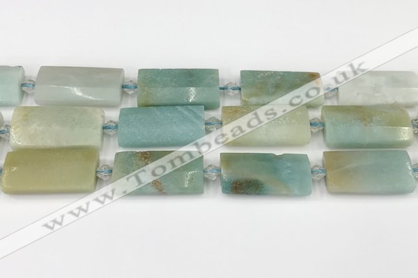 CTB851 13*25mm - 15*28mm faceted flat tube amazonite beads