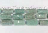 CTB852 13*25mm - 15*28mm faceted flat tube amazonite beads