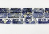CTB853 13*25mm - 15*28mm faceted flat tube sodalite beads