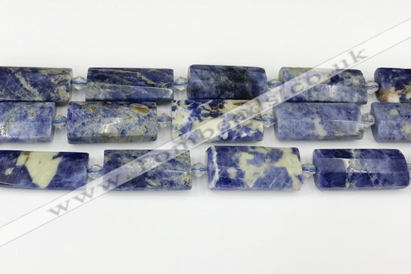 CTB853 13*25mm - 15*28mm faceted flat tube sodalite beads