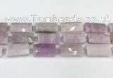 CTB854 13*25mm - 15*28mm faceted flat tube kunzite beads