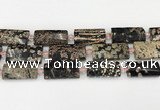 CTB855 13*25mm - 15*28mm faceted flat tube snowflake obsidian beads