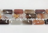 CTB856 13*25mm - 15*28mm faceted flat tube agate beads