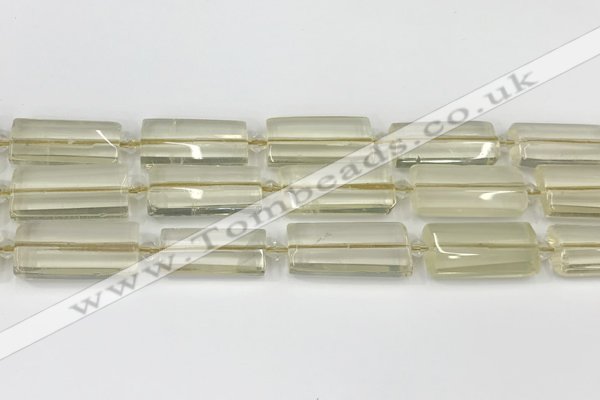 CTB858 13*25mm - 15*28mm faceted flat tube lemon quartz beads