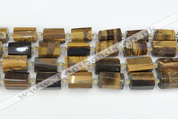 CTB874 13*25mm - 14*19mm faceted tube yellow tiger eye beads