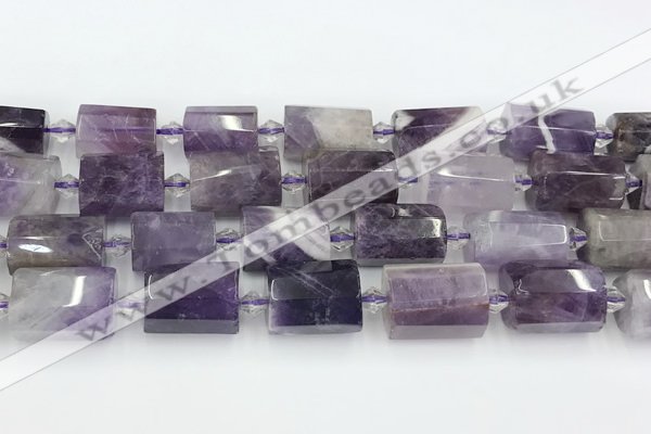 CTB877 13*25mm - 14*19mm faceted tube amethyst beads