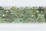 CTB881 13*25mm - 14*19mm faceted tube green rutilated quartz beads