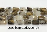 CTB892 15.5 inches 13*25mm - 14*19mm faceted tube scenic quartz beads