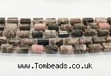 CTB895 15.5 inches 10*14mm faceted tube rhodonite gemstone beads