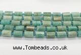 CTB898 15.5 inches 10*14mm faceted tube amazonite gemstone beads