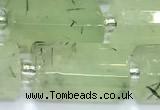 CTB908 15 inches 10*16mm faceted tube green rutilated quartz beads