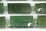 CTB928 13*25mm - 15*28mm faceted flat tube green aventurine jade beads