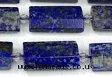 CTB935 13*25mm - 15*28mm faceted flat tube lapis lazuli beads