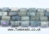 CTB940 15 inches 13*25mm - 14*19mm faceted tube aquamarine beads