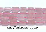 CTB943 15 inches 13*25mm - 14*19mm faceted tube rose quartz beads