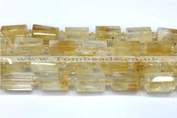 CTB944 15 inches 13*25mm - 14*19mm faceted tube citrine beads