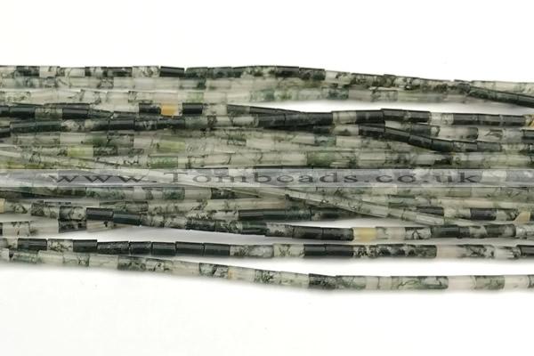 CTB981 15 inches 2*4mm tube moss agate beads
