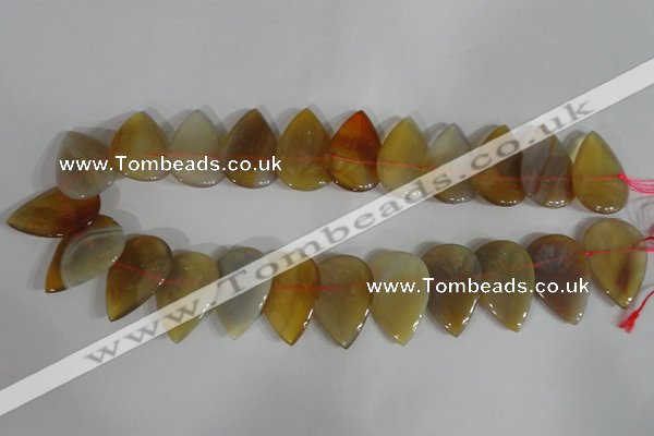 CTD08 Top drilled 22*30mm flat teardrop agate gemstone beads