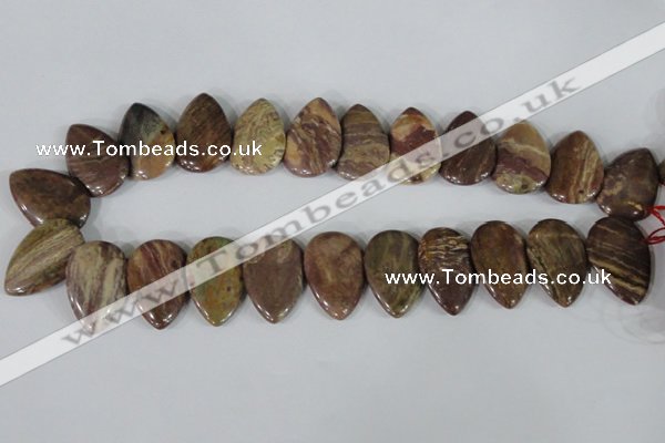 CTD09 Top drilled 22*30mm flat teardrop jasper gemstone beads