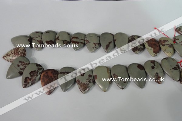 CTD11 Top drilled 22*30mm flat teardrop red artistic jasper beads