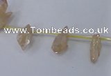 CTD1100 Top drilled 4*12mm - 5*18mm nuggets plated quartz beads