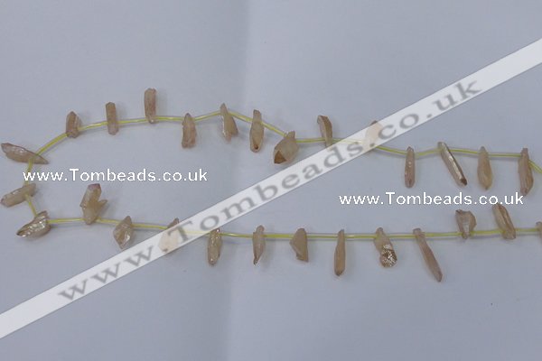 CTD1100 Top drilled 4*12mm - 5*18mm nuggets plated quartz beads