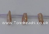 CTD1101 Top drilled 4*12mm - 5*18mm nuggets plated quartz beads