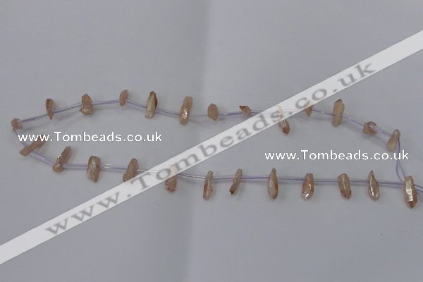 CTD1101 Top drilled 4*12mm - 5*18mm nuggets plated quartz beads