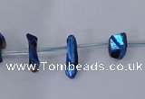 CTD1103 Top drilled 4*12mm - 5*18mm nuggets plated quartz beads