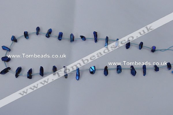 CTD1103 Top drilled 4*12mm - 5*18mm nuggets plated quartz beads