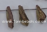 CTD1112 Top drilled 8*25mm - 10*30mm nuggets plated quartz beads