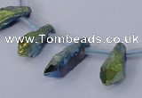 CTD1116 Top drilled 8*25mm - 10*30mm nuggets plated quartz beads