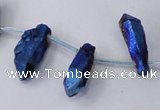 CTD1117 Top drilled 8*25mm - 10*30mm nuggets plated quartz beads
