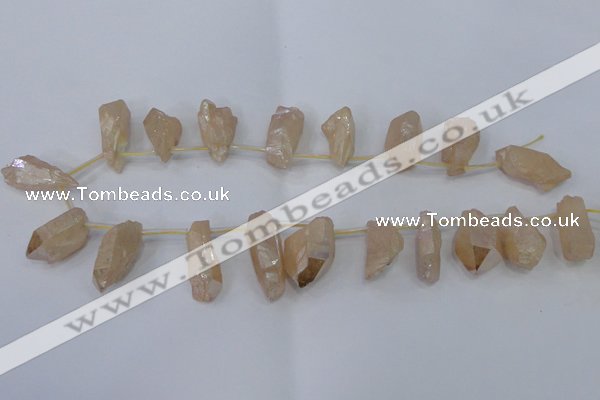 CTD1123 Top drilled 10*22mm - 12*30mm nuggets plated quartz beads