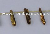 CTD1130 Top drilled 4*12mm - 6*20mm nuggets plated quartz beads