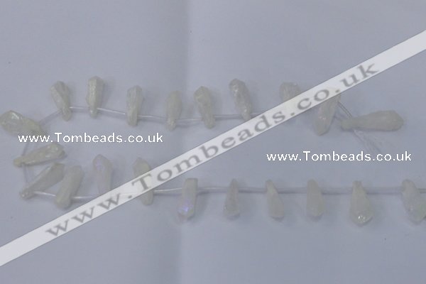 CTD1142 Top drilled 8*25mm - 10*30mm nuggets white crystal beads