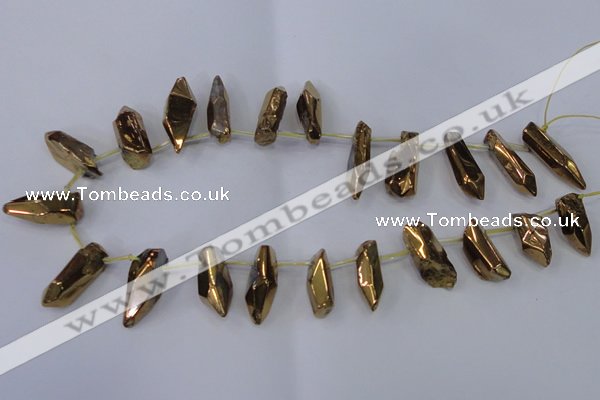 CTD1152 Top drilled 8*20mm - 10*30mm sticks plated quartz beads