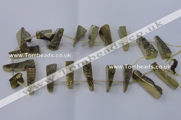 CTD1160 Top drilled 8*25mm - 10*35mm freeform plated quartz beads