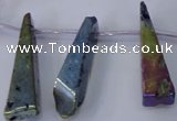 CTD1163 Top drilled 8*25mm - 10*35mm freeform plated quartz beads