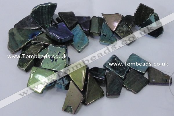 CTD1167 Top drilled 15*25mm - 30*40mm freeform plated agate beads