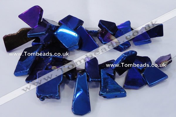 CTD1171 Top drilled 15*25mm - 30*40mm freeform plated agate beads