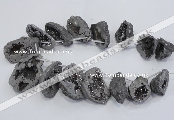 CTD1175 Top drilled 25*30mm - 35*40mm freeform plated druzy quartz  beads