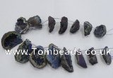 CTD1177 Top drilled 25*30mm - 35*40mm freeform plated druzy quartz  beads