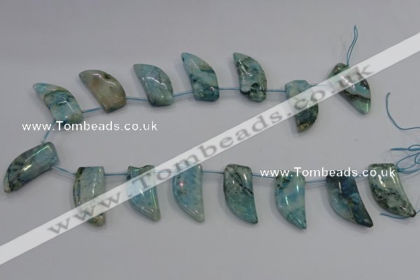 CTD1187 Top drilled 15*30mm - 16*32mm horn plated quartz beads