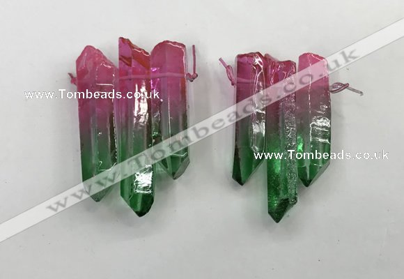 CTD1225 Top drilled 7*30mm - 9*45mm sticks plated quartz beads