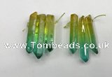 CTD1227 Top drilled 7*30mm - 9*45mm sticks plated quartz beads