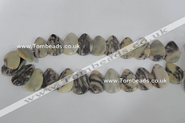 CTD15 Top drilled 22*30mm flat teardrop zebra jasper beads