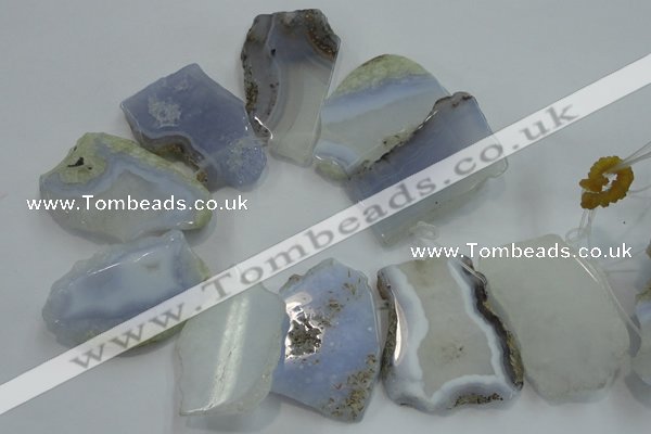 CTD1515 Top drilled 30*45mm - 35*60mm freeform blue lace agate slab beads