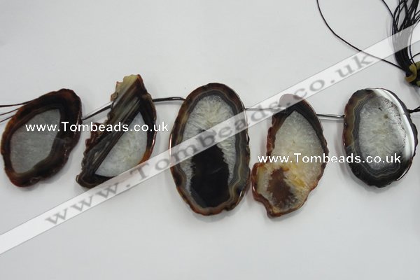 CTD1531 Top drilled 30*55mm - 40*65mm freeform agate slab beads